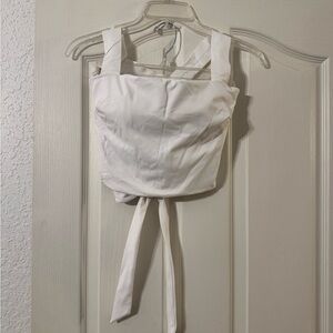 Halara White Tie-Back Crop Top